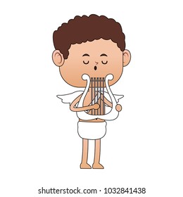 Cupid playing harp