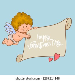 cupid with poster in hands