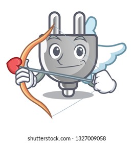 Cupid power plug stuck the cartoon wall