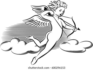 Cupid ready to shoot love arrows.