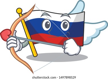 Cupid russian mascot flag shaped on character