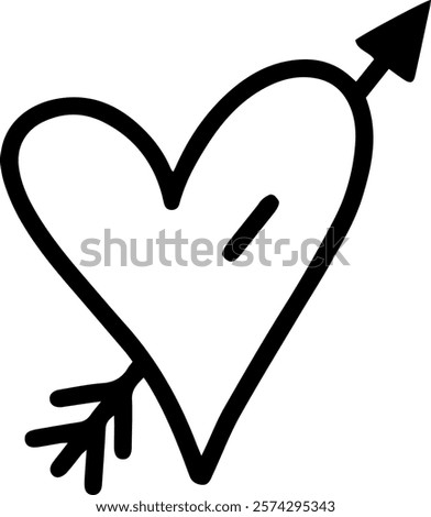Cupid s arrow piercing a heart, a simple yet powerful symbol of love, romance, and Valentine s Day, expressed through a hand drawn illustration