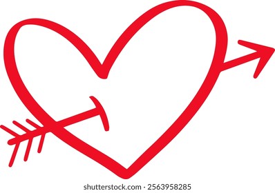 Cupid s arrow piercing a vibrant red heart, representing love, romance, and affectionate feelings, perfectly capturing the essence of Valentine s Day and heartfelt connections