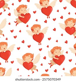 Cupid seamless pattern. Vector clipart, illustration with isolated background.