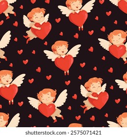 Cupid seamless pattern. Vector clipart, illustration with isolated background.