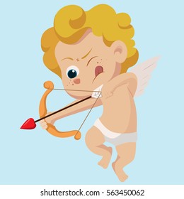 Cupid shoot a bow.Vector and illustration.