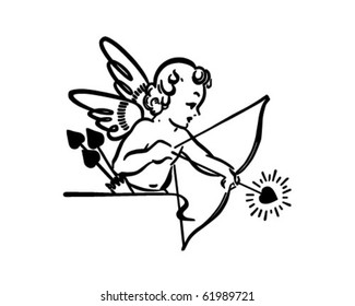 Cupid Shooting Arrow - Retro Clipart