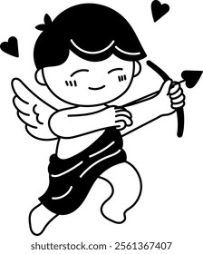 Cupid shooting an arrow, symbolizing love and romance