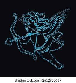 Cupid shooting the arrow vector illustration