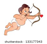 Cupid Shooting a Love Arrow, vector illustration