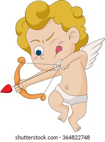 Cupid shoots a bow.Vector and illustration.
