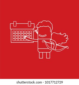 Cupid showing a calendar, vector illustration design. Love collection.