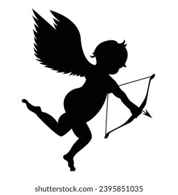 Cupid Silhouette. Black figure of a legend character