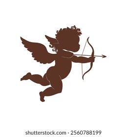 cupid silhouette. cupid with bow and arrow. cupid art