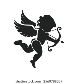 cupid silhouette. cupid with bow and arrow. cupid art