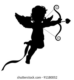 Cupid silhouette EPS 8 vector, grouped for easy editing.