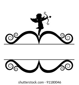 Cupid Silhouette Frame EPS 8 vector, grouped for easy editing.