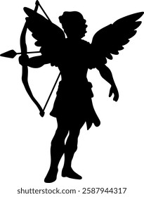 Cupid silhouette illustration vector design.
