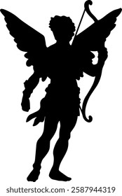 Cupid silhouette illustration vector design.