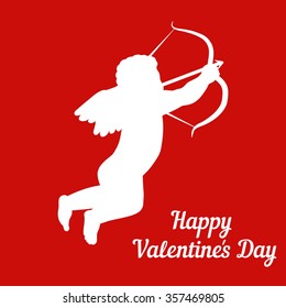 Cupid silhouette on a red background