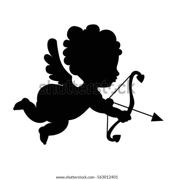 Cupid Silhouette Valentines Day Isolated Illustration Stock Vector Royalty Free