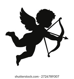 Design vetorial de silhueta de cupido para cartões de dia dos namorados 