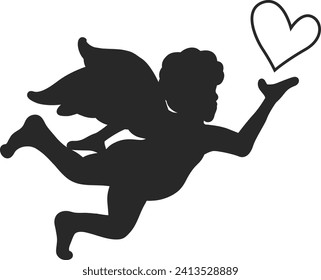Cupid silhouette vector icon illustration