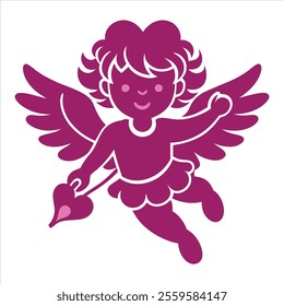 Cupid silhouette vector for romantic designs, perfect for Valentine's Day and wedding 