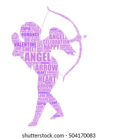 Cupid silhouette vector tagcloud for Valentine's Day