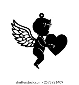 Cupid silhouette, cupid vector, Valentine's  day cupid 