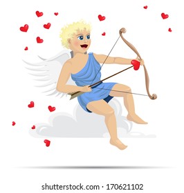 Cupid sitting on a cloud