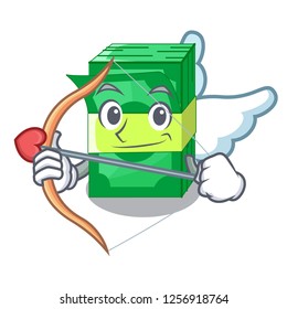 Cupid stack money shape cartoon on table