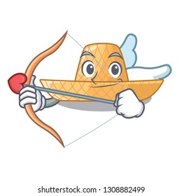 Cupid straw hat isolated with the character
