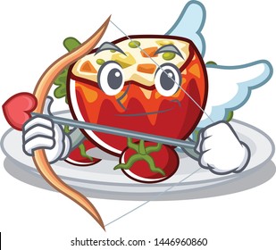 Cupid stuffed tomatoes put on character plates