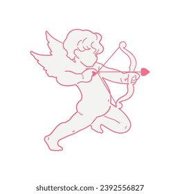 Cupid. Symbol of Love and Valentine's Day. Cupid's shooting arrow. Isolated vector illustration on white.