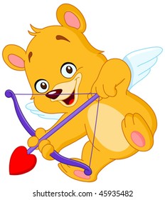 Cupid teddy bear ready to shoot his arrow