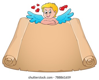 Cupid topic parchment 5 - eps10 vector illustration.