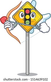 Cupid traffic light ahead on the cartoon