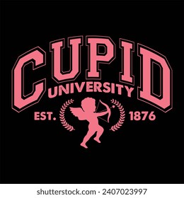 CUPID  UNIVERSITY EST 1876-FUNNY VALENTINE T-SHIRT DESIGN