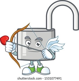 Cupid unlock key with cartoon character design.