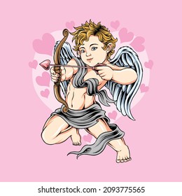 cupid valentine love angel with heart arrow looks so cute