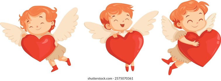 Cupid. Valentine's Day. 14 February concept. Vector clipart, illustration with isolated background.