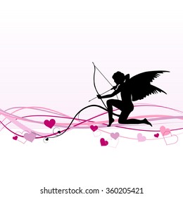 Cupid - Valentine's Day banner - vector illustration