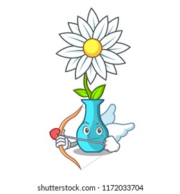 Cupid vase with bouquet of beautiful cartoon