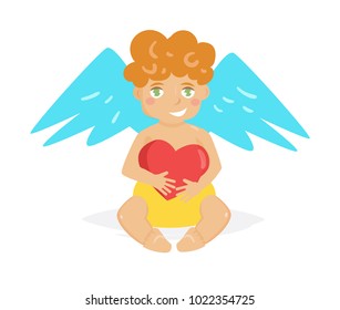 Cupid. Vector. Cartoon. Isolated art on white background. Flat