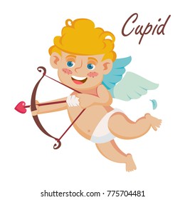 Cupid Vector. Cupids Bow. Happy Valentine's Day. Element For Graphic Design. Isolated Flat Cartoon Character Illustration