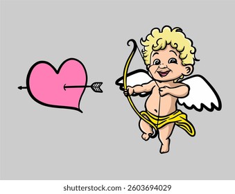 cupid vector flying shooting hearts