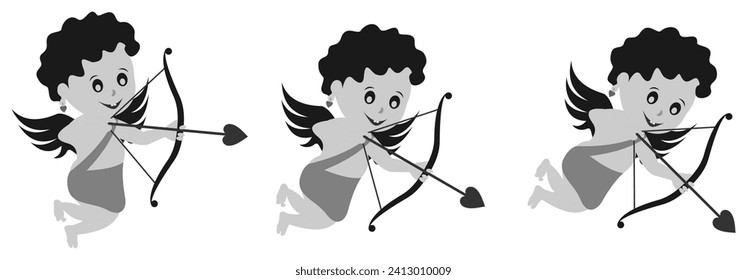 cupid vector set. love and valentine's day symbol. Cupid shooting arrow. vector illustration isolated on white background.