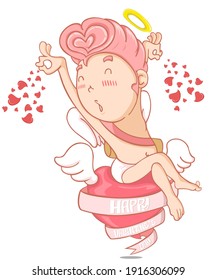 Cupid vector. Valentine Day and Romantic. Angle Cartoon vector Isolated on white background 