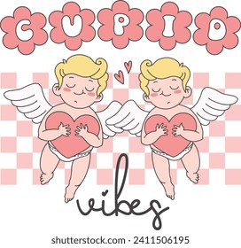 Cupid Vibes, Romantic Valentine Love Graphics Illustrations Merchandise for T-shirt, Clipart and Romantic Typography Designs